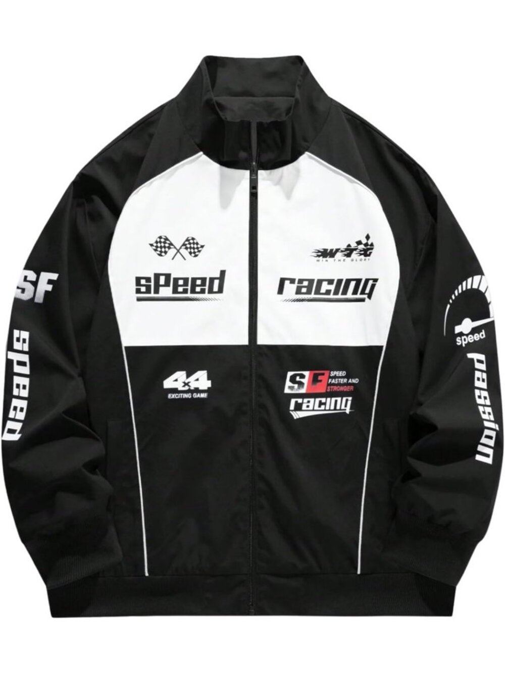 Men's Vintage Racing Zip-Up Jacket | Graphic Varsity Biker Coat | Streetwear